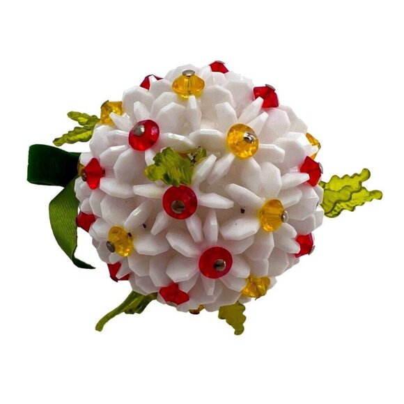 Vintage Bead Christmas Wreath Ornament Set With Garland & Bell Accents - Picture 8 of 12